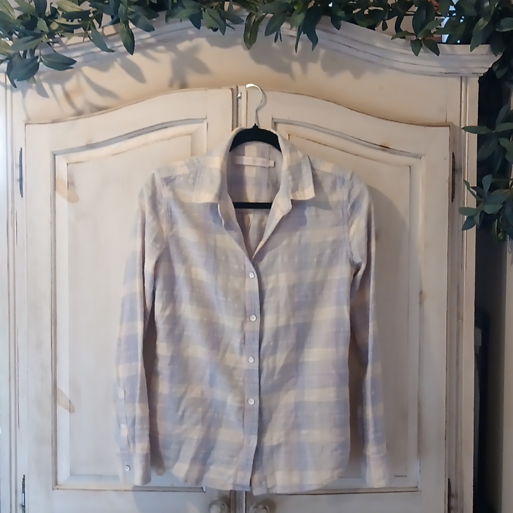 Kittenish Flag & Anthem Plaid Button Down Top Size XS